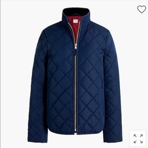 J. Crew Factory Diamond Quilted Puffer Coat in Navy